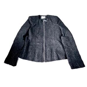 Anine Bing Black Tweed Zip Up Jacket Size S